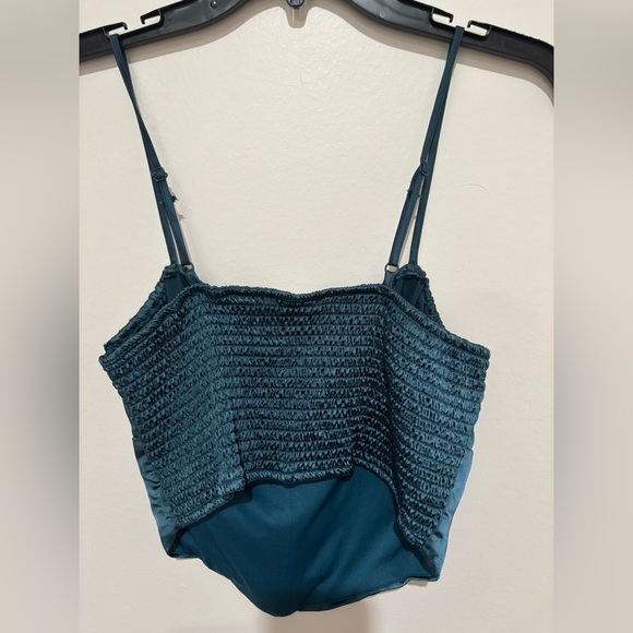 La Hearts Deep Teal Satin Top - Picture 3 of 4